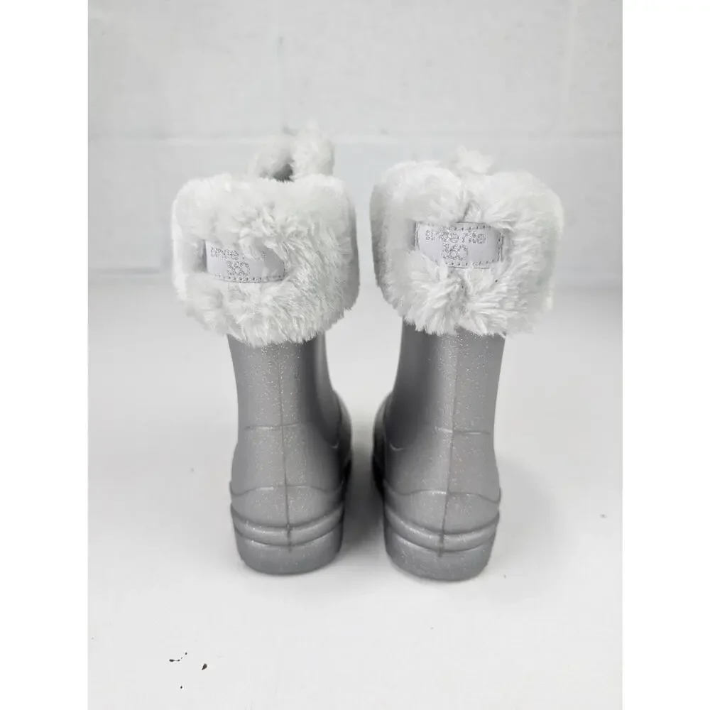 Stride Rite 360 Silver Gecko Toddler Size 5 Faux Fur Cat Ear Boots